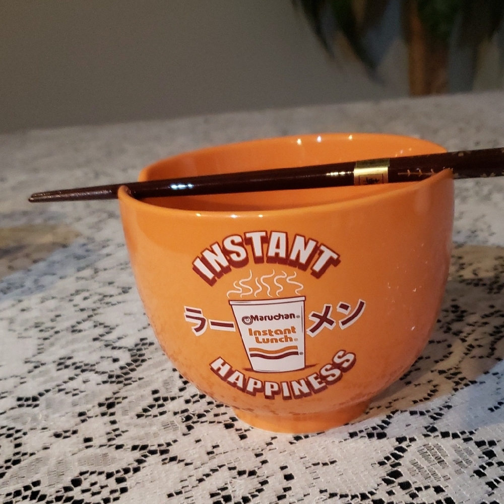 Instant Lunch Orange Bowl with Chopsticks